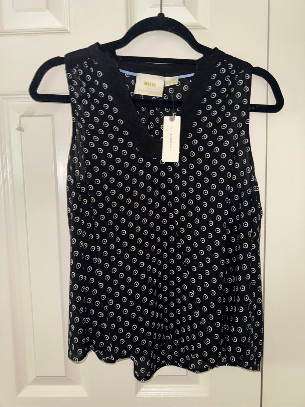 Maeve Black Tank Top with White Dot Print